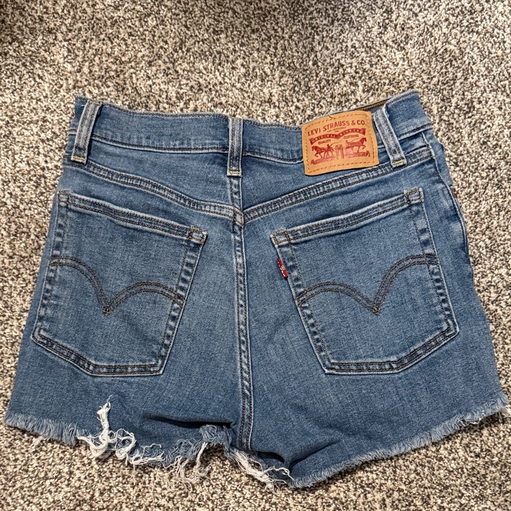 Levi's Blue Denim Cutoff Shorts with Frayed Hem